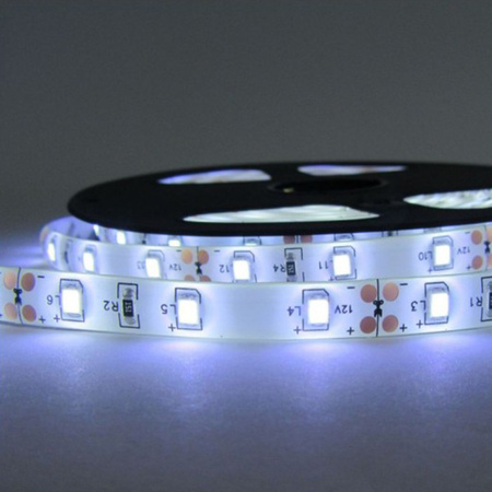 Taśma LED Pasek 12V 24W 300LED 2835 Zimna 8mm 5m ECOLIGHT