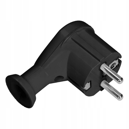 Wtyczka Elektryczna Kątowa Wtyk 2P+Z UNI-SCHUKO z Uziemieniem Czarna ORNO