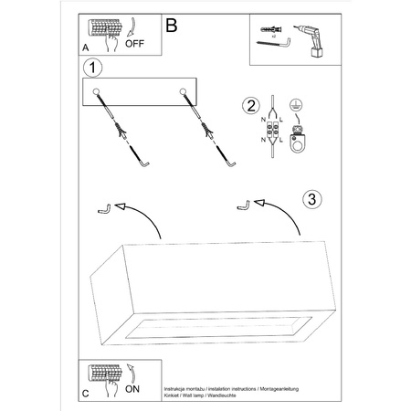 Lampa Ścienna Kinkiet E27 Prostokątna Szara Nowoczesna Vega Sollux