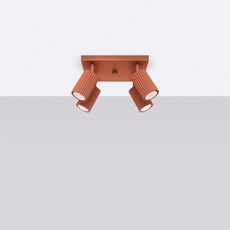 Lampa Sufitowa Reflektor Tuba Spot 4x GU10 Ochra Czerwona Karbon Deep Space SL.1640 Sollux