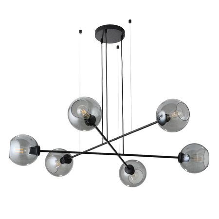 Lampa Sufitowa Wisząca LIBRA Żyrandol Grafitowo-Czarna Loftowa 6xE27 3340 TK Lighting