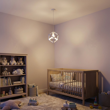 Lampa Wisząca Sufitowa Geometryczna Kwadrat Zwis LED E27 TALUS Biała LUMILED