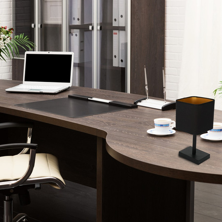 Lampa Stołowa NAPOLI Czarna Złota 1xE27 Biurkowa Nocna Milagro