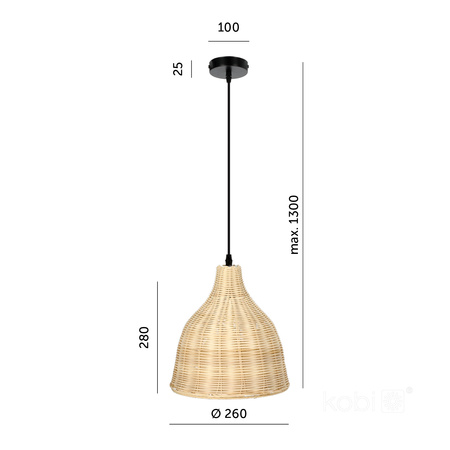 Lampa Wisząca Dekoracyjna Zwis Bambusowa E27 Rennes Kobi