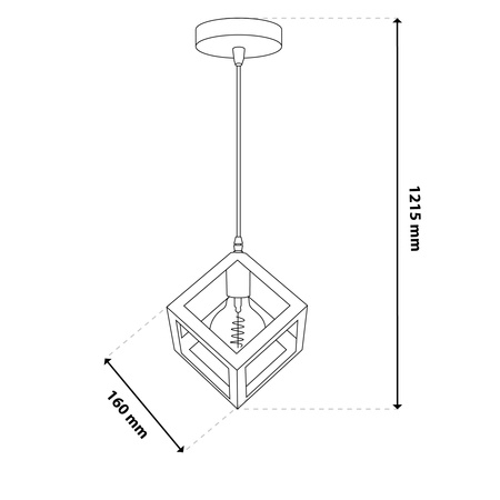 Lampa Wisząca Sufitowa Geometryczna Kwadrat Zwis LED E27 TALUS Czarna LUMILED