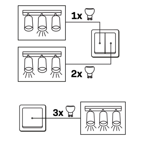 Oprawa Ścienno-Sufitowa Reflektor Punktowy 3x GU10 CzarnaSrebrna BAMBOO Sanico Goldlux
