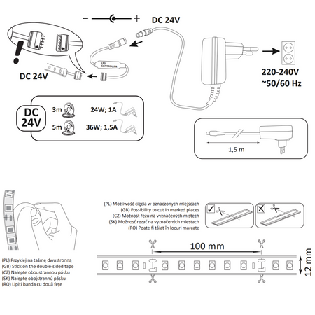 Taśma Pasek LED RGBw 34W 1400lm 120° Biała IP65 Ściemnialna Sanico Goldlux