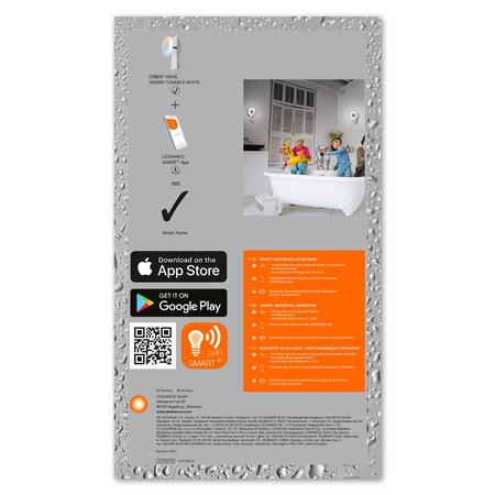 Oprawa łazienkowa LED ORBIS Wave 8W 700lm ciepła-zimna 20cm SMART+ WiFi LEDVANCE