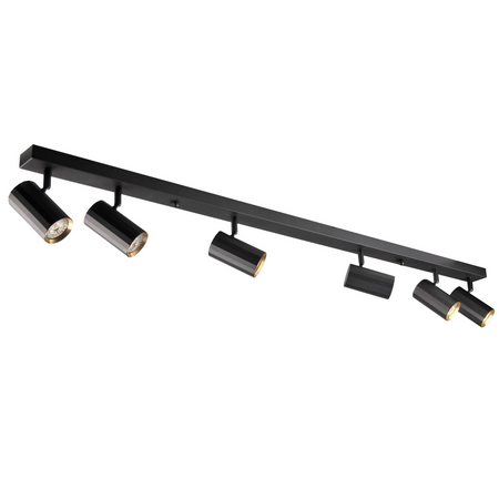 Oprawa Ścienno-Sufitowa Reflektor Punktowy 6x GU10 Czarna Złota NICEA Sanico Goldlux