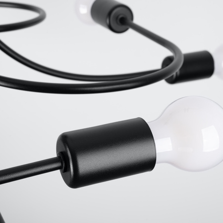 Lampa Sufitowa Oprawa Natynkowa Wisząca Zwis 8x E27 Żyrandol Nieregularna Czarna Industrialna Levar Sollux