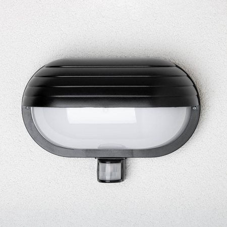 Lampa Ogrodowa Kinkiet Elewacyjny FRODA E27 IP44 z Czujnikiem PIR Czarna