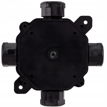 Puszka Instalacyjna Natynkowa Hermetyczna PG16 75x75x33mm Rozgałęźna z Dławikami Czarna PAWBOL