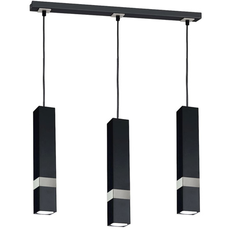 Lampa wisząca Tuba Zwis VIDAR Czarny + srebrny 3x GU10 Milagro Metal Styl nowoczesny