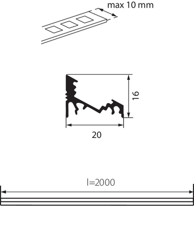 Profil Aluminiowy Narożny Natynkowy do Taśmy LED Anodowany 2m PROFILO Kanlux 10szt.