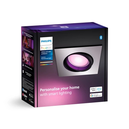 Oprawa Podtynkowa Wpuszczana LED 4.2W 400lm IP20 White and Color Ambiance RGB + TW Aluminium Inteligentna SMART Zigbee Bluetooth Centura Philips HUE