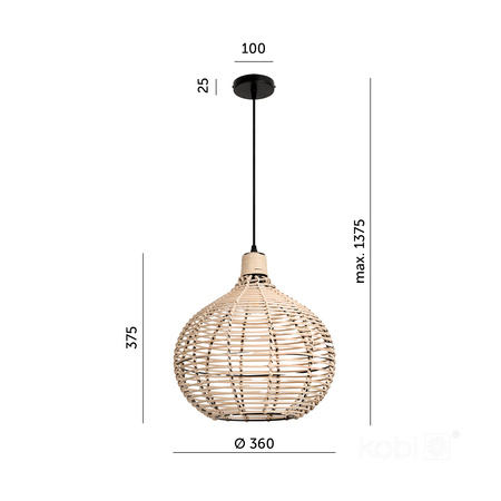 Lampa Wisząca Dekoracyjna Zwis Bambusowa E27 Boho Reddi Kobi