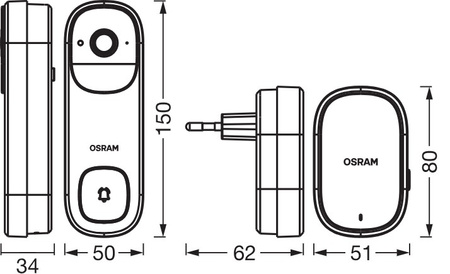 Dzwonek do Drzwi z Kamerą Inteligentny IP66 z Czujnikiem Ruchu Smart+ Wifi Osram