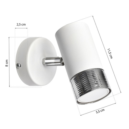 Lampa Ścienna Kinkiet DANI Biała Chrom 1xGU10 Milagro