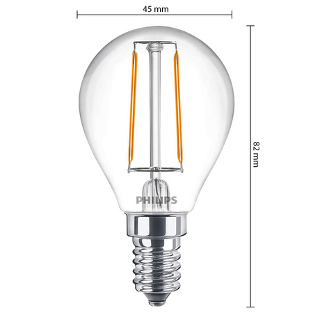 Żarówka LED E14 P45 2W = 25W 250lm 2700K Ciepła Filament PHILIPS