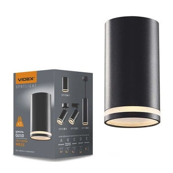 Oprawa Natynkowa Oświetleniowa Lampa Sufitowa Tuba LED GU10 Czarna VIDEX