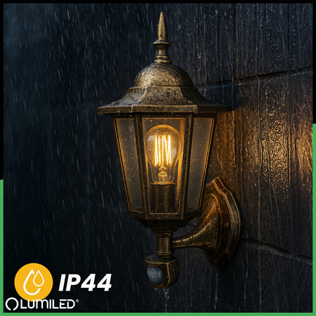 Lampa Ogrodowa Kinkiet Elewacyjny Zewnętrzny E27 LED Latarnia Czujnik Ruchu BELLIS LUMILED