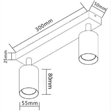 Kinkiet Spot Reflektor LED Lampa Sufitowa Natynkowa BLACK Czarna Nowoczesna 2xGU10