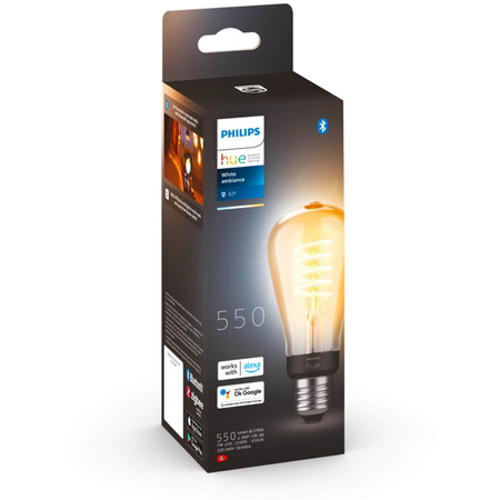Żarówka LED Edison E27 ST64 7W CCT PHILIPS HUE White & Ambiance Filament Bluetooth Zigbee