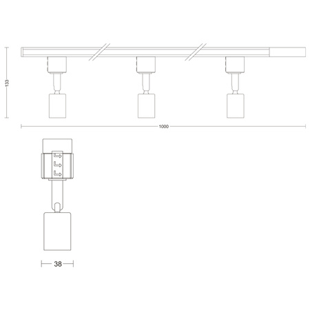 Zestaw Szynowy Lampa Sufitowa Szynoprzewód 1m + 3x Reflektor Szynowy LED GU10 Jednofazowy Biały EasyLink Tobia Philips