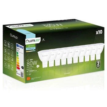 Zestaw 10x Żarówka LED GU5.3 MR16 8W = 80W 720lm 6500K Zimna 120° 12V LUMILED