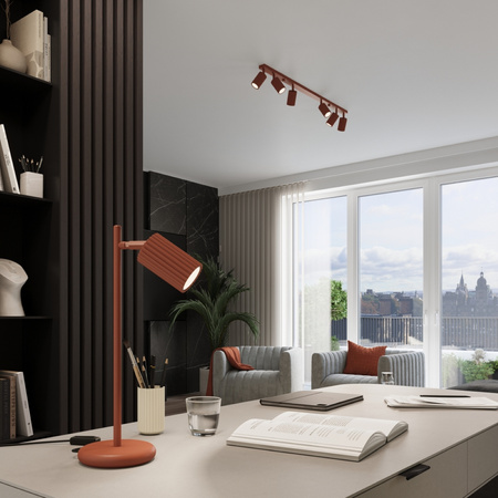 Lampa Sufitowa Reflektor Tuba Spot 4x GU10 Ochra Czerwona Karbon Deep Space SL.1641 Sollux