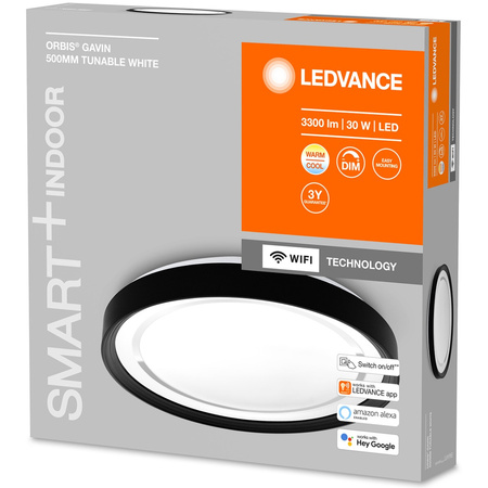Plafon LED Lampa Sufitowa Oprawa Natynkowa 30W 1850lm CCT Ściemnialna Okrągła Czarny SMART+ WiFi Gavin Ledvance