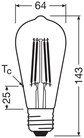 Żarówka LED Dekoracyjna ST64 Edison E27 7.2W = 60W 806lm 2400K Ciepła 300° Ściemnialna Vintage 1906 Osram