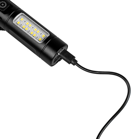 Latarka Akumulatorowa LED Taktyczna 5W 260lm Lampka Ręczna Mocna + SMD VA0184 VAYOX