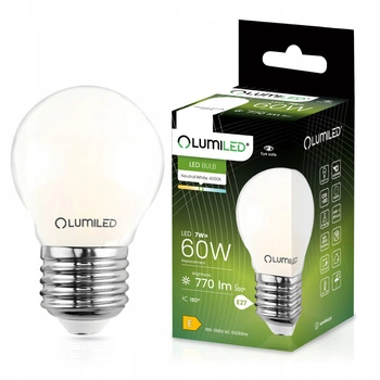 Żarówka LED P45 E27 7W = 60W 770lm 4000K Neutralna 360° Filament Mleczna LUMILED