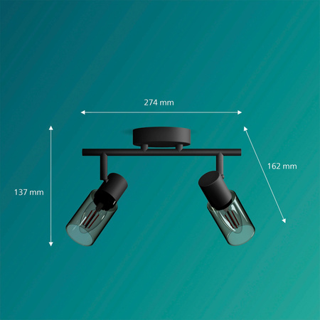 Lampa Sufitowa Reflektor 2x E14 Czarna Palms Philips