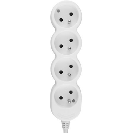 Przedłużacz Sieciowy Kabel z Uziemieniem Listwa Zasilająca 4 Gniazda 3m Biały Sznur Lendo Lumiled