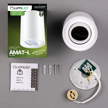 Oprawa Natynkowa HALOGENOWA Spot Tuba Ruchoma GU10 Okrągła Biała 115mm AMAT-L LUMILED
