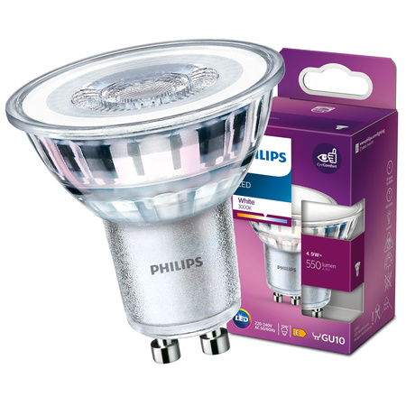 Żarówka LED Halogen GU10 PAR16 4.9W  550lm 3000K Ciepła 120° PHILIPS 