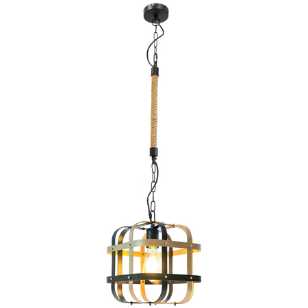 LAMPA Wisząca SUFITOWA KLATKA E27 Czarno-złota GOLDLUX (Polux)