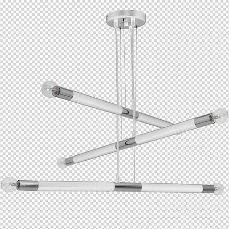 Lampa wisząca BASTONE 6xE14 Prosta Forma Minimalistyczna Biała Chrom MLP6568 Milagro Metal