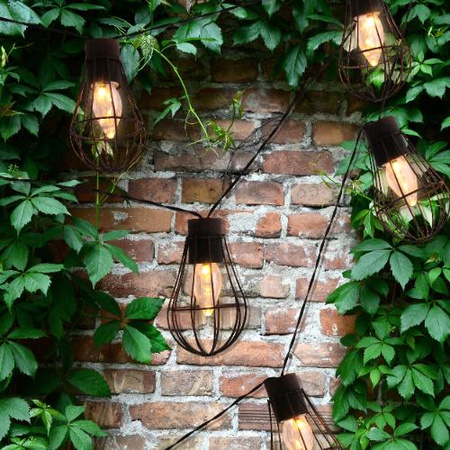 Girlanda Solarna LED Łańcuch Ogrodowy Loft Ozdobny 3.8m 10x Wiszące Żarówki