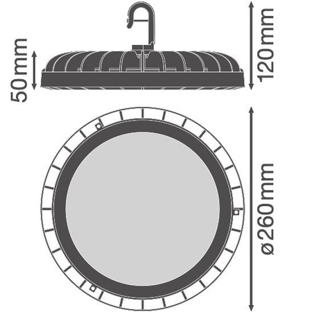 Lampa LED Oprawa Przemysłowa 166W 20000lm 4000K Neutralna Czarny IP65 IK06 High Bay Compact Ledvance