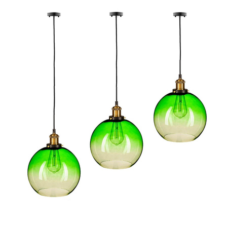 Lampa Wisząca Czarno-Zielona Ombre E27 Sufitowa Zwis Szklany Klosz Nowoczesna