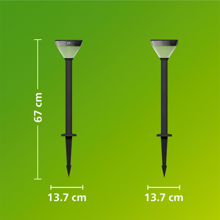 Lampka Solarna Ogrodowa Wbijana 3.8W 400lm 2700K Ciepła IP44 Czarny z Czujnikiem Ruchu Kyna Philips
