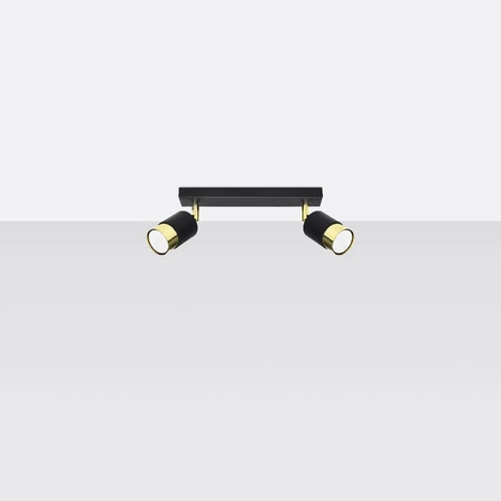 Lampa Sufitowa Oprawa Natynkowa SPOT TUBA Reflektor 2x GU10 Ruchoma Tubularna Czarna Złota Nowoczesna Nero Sollux