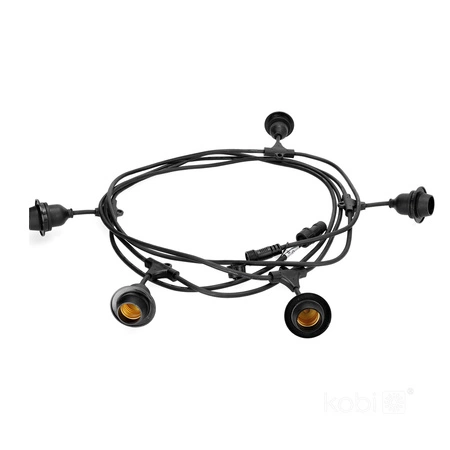 Girlanda Ogrodowa Zewnętrzna Łańcuch Świetlny 5x E27 Czarna IP44 5m Crete Kobi