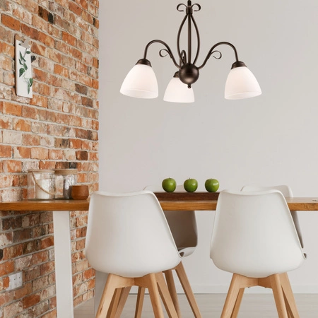 Lampa Wisząca Sufitowa ADELLE 3xE27 Biała Drewniana Klasyczna LM-3.6 Lamkur