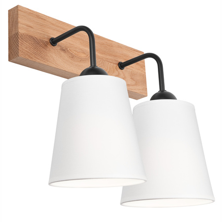 Lampa Ścienna Kinkiet LULA 2xE27 Biały Dębowy KM-2.200 Lamkur