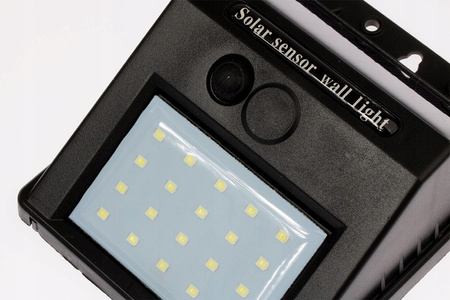 Naświetlacz Solarny LED 3W 5500-6000K Zimna IP65 Czarny Czujnik Zmierzchu