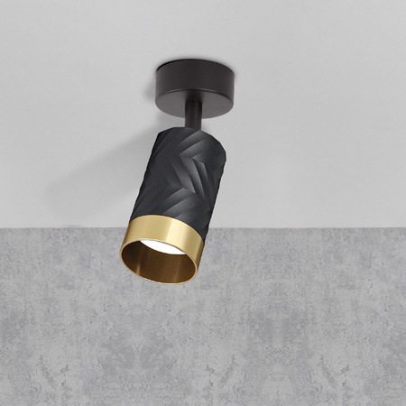 Oprawa Ścienno-Sufitowa Reflektor Punktowy GU10 Czarna Złota ARRAS Sanico Goldlux
